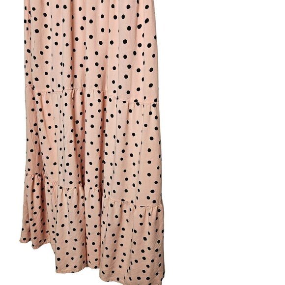 Maurices Polka Dot Halter Dress  Sleeveless Peach Black Dots smocking Women's‎ M - Picture 4 of 14
